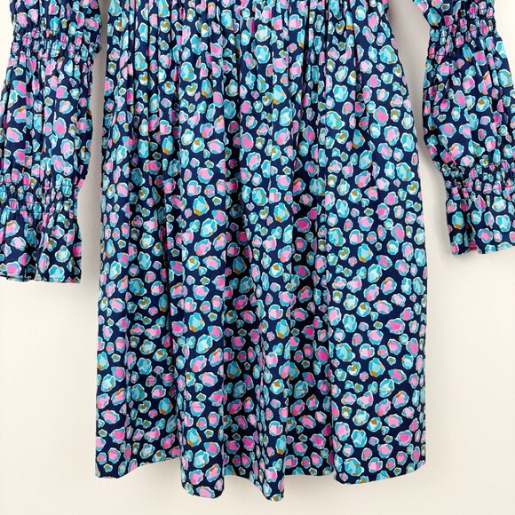 Lilly Pulitzer Beyonca Smocked Babydoll Dress Size M Seabreeze Blue Low Tide - Picture 5 of 12